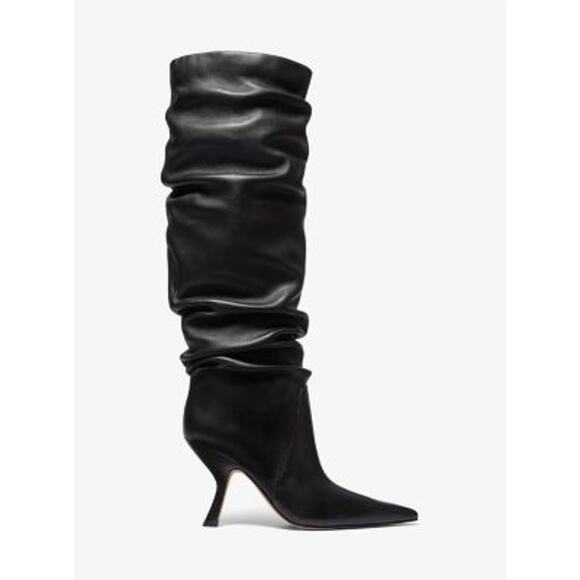 MICHAEL Michael Kors Over Knee Luna Leather Boots Point Toe Black Size 6M NWB - Picture 1 of 11